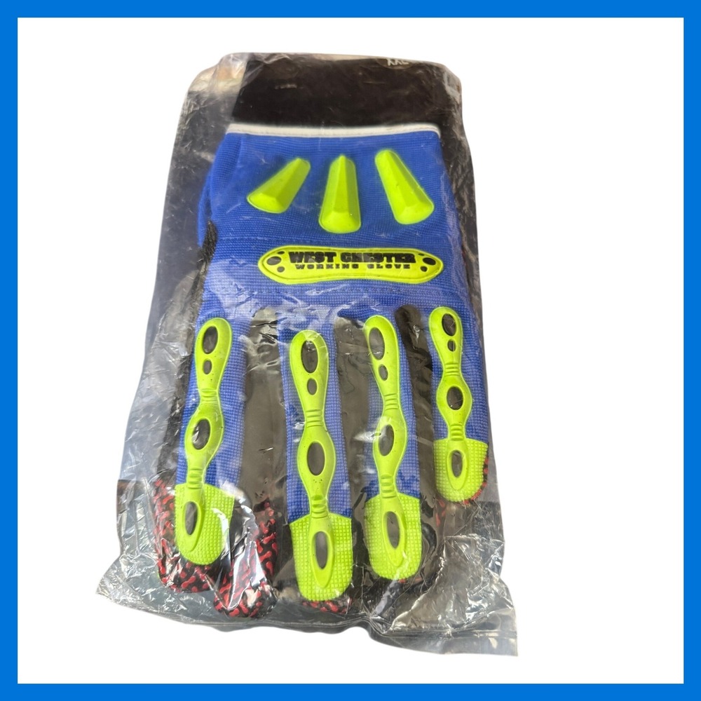 West Chester ProS Oil Rig Work Gloves XXL Blue Lime Impact Protection 86712B NEW - Picture 4 of 5
